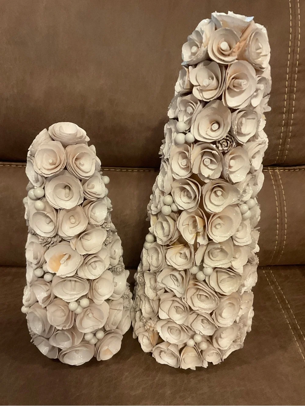 Smith & Hawken Cone Trees in White Glitter
